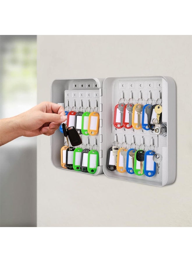 DUNISO 48-Position Key Cabinet With Lock, Resettable Black Digital Safe, Wall Mounted Key Organizer With Colorful Key Label Stickers And Hooks,White  - Image 3