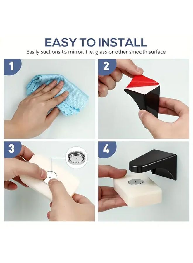 Black No Drill Soap Holder Strong Suction Cup Wall Mounted Soap Dish Quick Dry Anti Drop - Image 2
