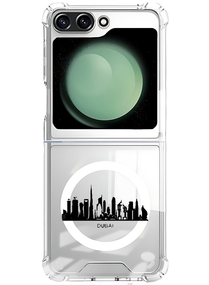 Theodor Magnetic Case for Samsung Galaxy Z Flip 6 Compatible with MagSafe Wireless Charging, Shockproof Phone Bumper Cover Dubai Skyline - Image 1