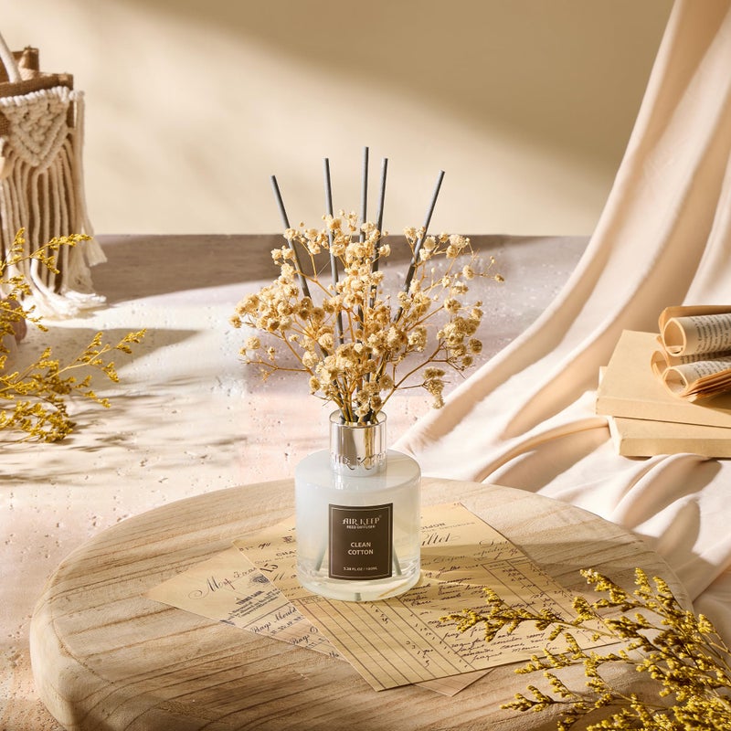 Airkeep Reed Diffuser Set,3.38 fl oz (100 ml) - Clean Cotton Oil Diffusers with 8 Reed Sticks, Home Fragrance Reed Diffuser for Bathroom Shelf Decor - Image 5