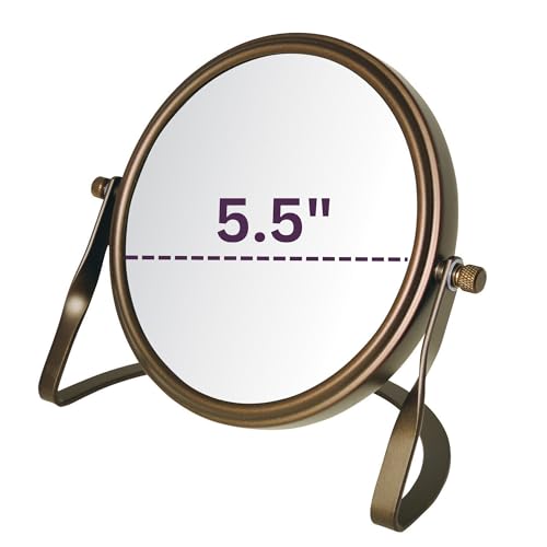 Model's Choice JERDON Tabletop Vanity Makeup Mirror with Bronze Finish – 5.5” Diameter Mirror with 5X-1X Magnification – Model MC113BZP - Image 3