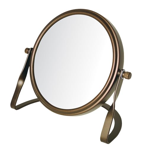 Model's Choice JERDON Tabletop Vanity Makeup Mirror with Bronze Finish – 5.5” Diameter Mirror with 5X-1X Magnification – Model MC113BZP - Image 1