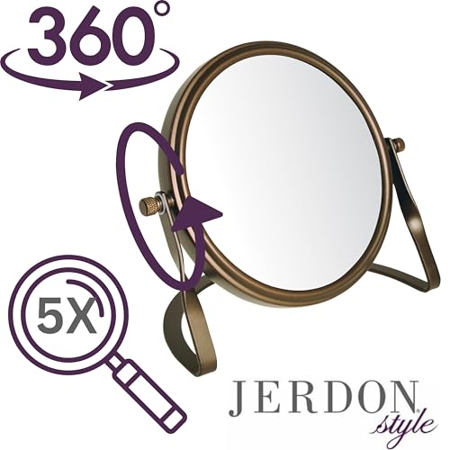 Model's Choice JERDON Tabletop Vanity Makeup Mirror with Bronze Finish – 5.5” Diameter Mirror with 5X-1X Magnification – Model MC113BZP - Image 4