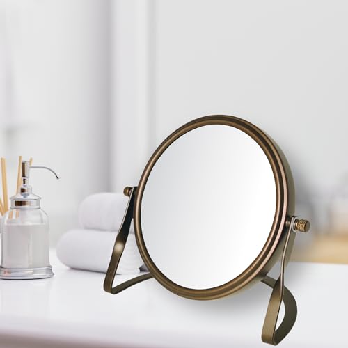 Model's Choice JERDON Tabletop Vanity Makeup Mirror with Bronze Finish – 5.5” Diameter Mirror with 5X-1X Magnification – Model MC113BZP - Image 2