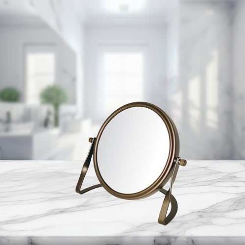 Model's Choice JERDON Tabletop Vanity Makeup Mirror with Bronze Finish – 5.5” Diameter Mirror with 5X-1X Magnification – Model MC113BZP - Image 5