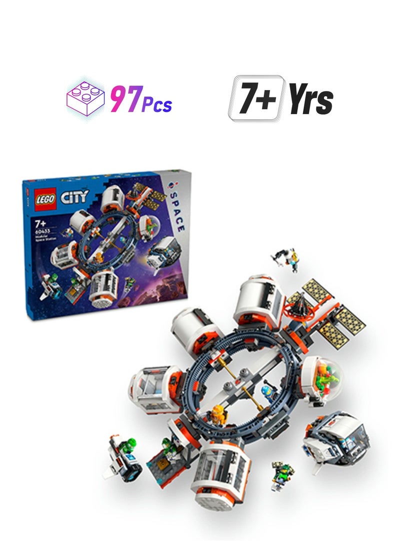 LEGO 60433 نموذج محطة فضائية مدينة قابلة للتعديل طقم بناء لعبة، هدية عيد ميلاد للأطفال، مجموعة لعب استكشافية قابلة للتعديل مع 6 شخصيات رائد فضاء صغيرة للأولاد والبنات وعشاق المركبات الفضائية من عمر 7 سنوات فما فوق (1,097 قطعة)  - Image 1