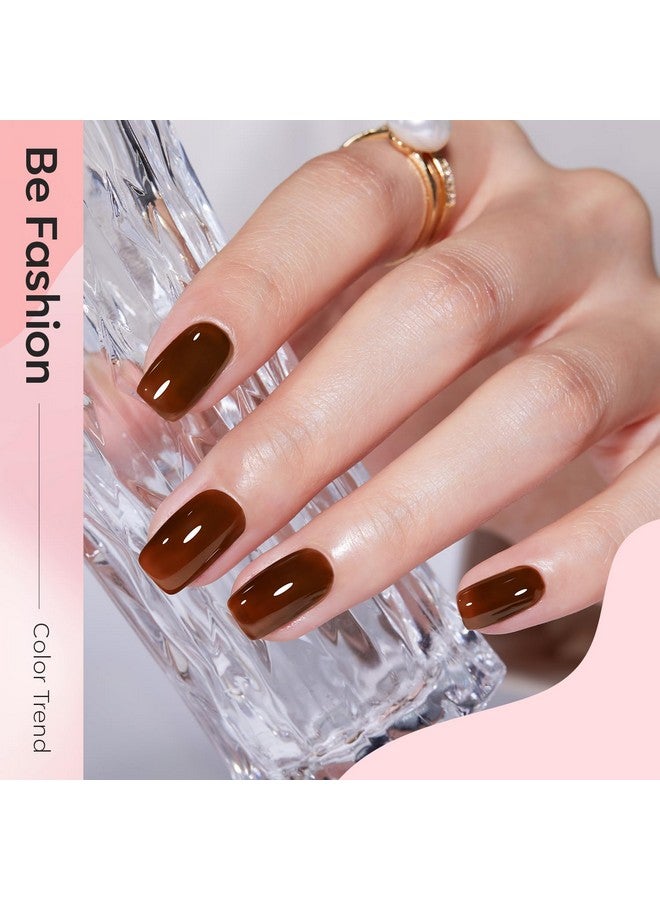 Modelones Gel Nail Polish Set 6 Colors Nude Red Pink Brown Transparent Gel Polish Kit Neutral Clear Crystal Translucent Manicure Sheer Nails Art Trend Home DIY Manicure Gift For Women Girl - Image 4