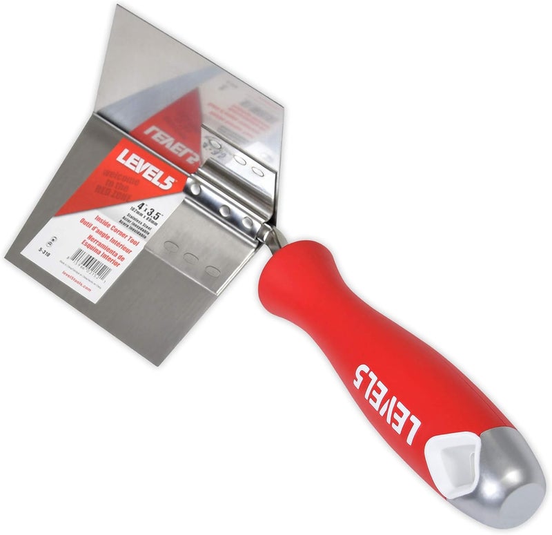 Inside Corner Knife, 4"x3.5" - | Pro-Grade | Metal Hammer End | Drywall Gyprock Plasterboard Sheetrock | 5-310