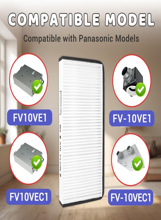 أربع عبوات من فلاتر بديلة متوافقة مع موديلات باناسونيك FV10VE1، FV-10VE1، FV10VEC1، FV-10VEC1، خرطوشة فلتر هواء قابلة للاستبدال من باناسونيك - Image 5