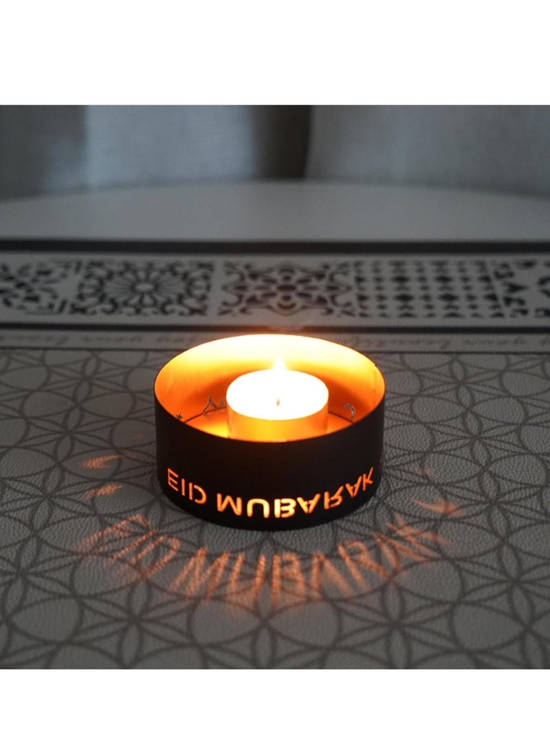 Y&D 4 Pieces Gold Projection Candle Holder - Electroplating Ramadan Mubarak Decoration for Home/Party/Hotel（No Candle Included） - Image 1