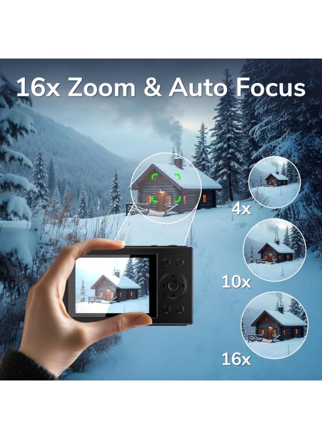 PROMAGE 4K Digital Camera, 64MP HD Vlogging Camera – 16X Digital Zoom, WiFi Digital Camera with 2.8-inch HD TFT Display (White) - Image 3