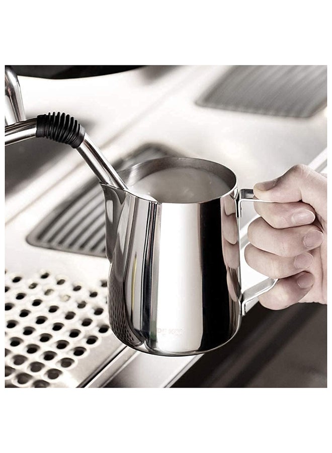 UREVO Stainless Steel 580ml Milk Frothing Pitcher Measurements on Both Sides Inside, Plus eBook & Microfiber Cloth Perfect for Espresso Machines Latte Art Silver - Image 4