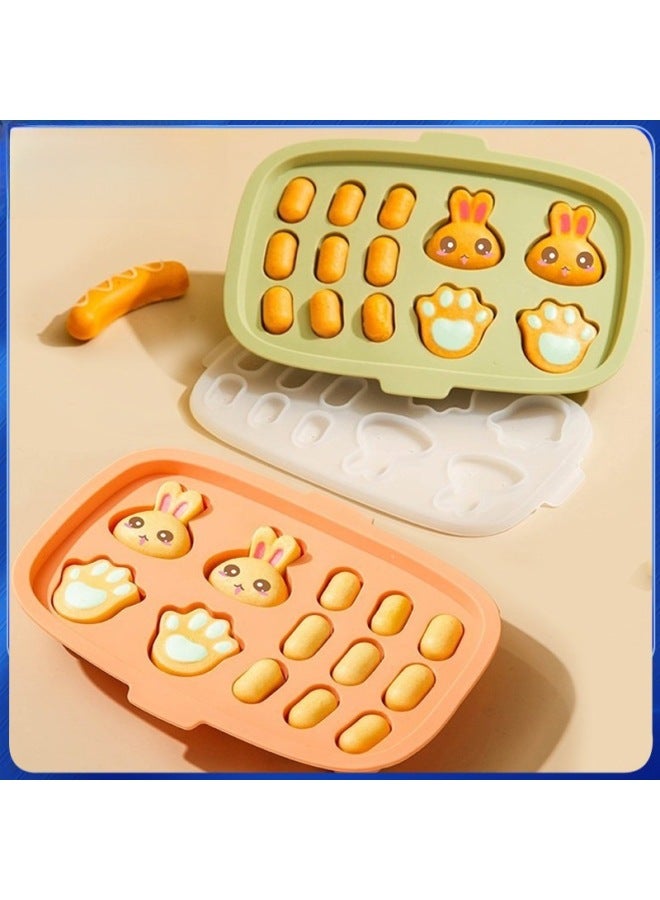 Food Grade Silicone Sausage Mold Baby Food Auxiliary Tools Rabbit Cake Mold Infant Steamed Cake Mold Cat Paw Shaped Kitchen Utensils-Specifications:Baby Food Supplement Mold-Color:Peach Powder-Rabbit Sausage Mold Lid - Image 2