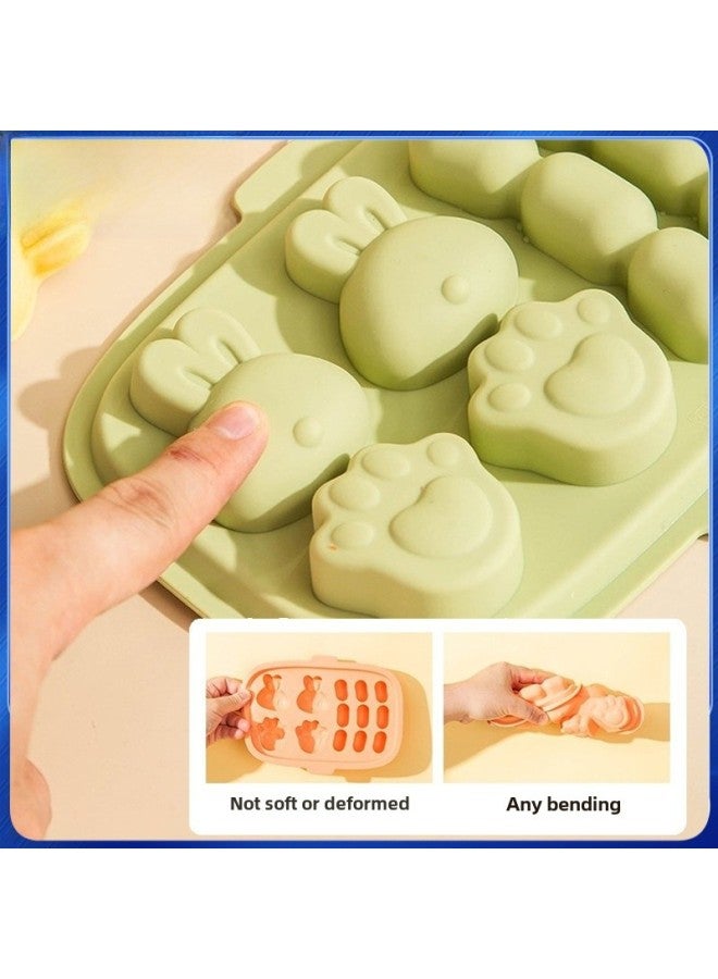 Food Grade Silicone Sausage Mold Baby Food Auxiliary Tools Rabbit Cake Mold Infant Steamed Cake Mold Cat Paw Shaped Kitchen Utensils-Specifications:Baby Food Supplement Mold-Color:Peach Powder-Rabbit Sausage Mold Lid - Image 5