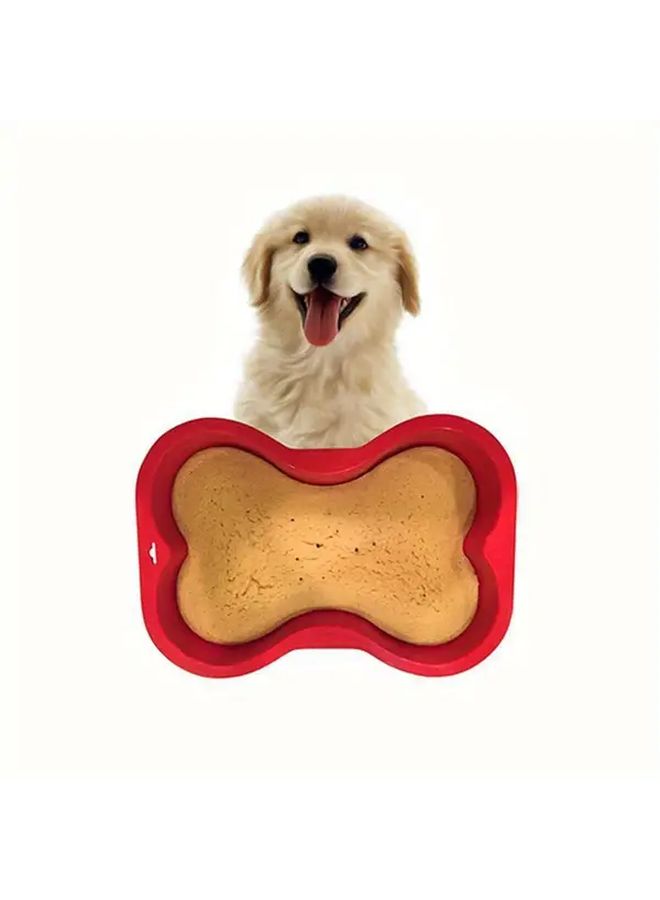 Non Stick Red Silicone Dog Bone Shaped Cake Pan 8.5x4.7 Inches Oven Safe Up to 450 Degrees Perfect for Puppy Birthday Celebrations DIY Baking - Image 2