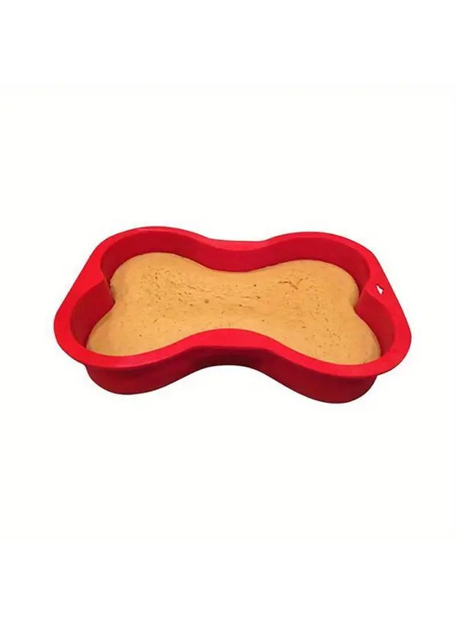 Non Stick Red Silicone Dog Bone Shaped Cake Pan 8.5x4.7 Inches Oven Safe Up to 450 Degrees Perfect for Puppy Birthday Celebrations DIY Baking - Image 1