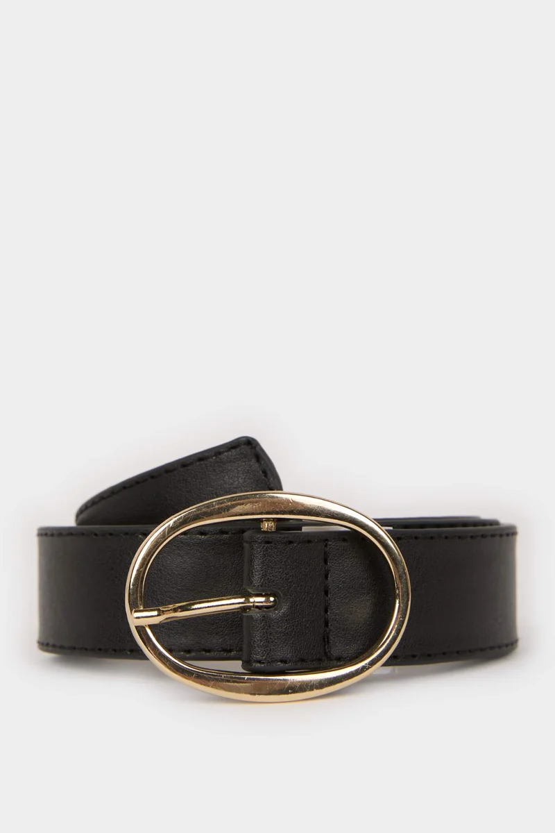 Defacto Woman Oval Buckle Faux Leather Denim Belt
