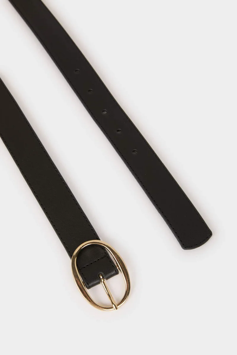 Defacto Woman Oval Buckle Faux Leather Denim Belt