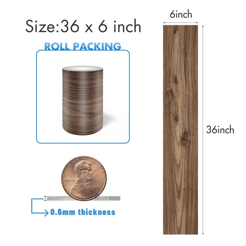 Lareko 54 Sq.Ft,Wood Peel and Stick Floor Tiles,36 Pack Brown Vinyl Flooring (No Adhesive Residue) 36"Ã—6" Waterproof and Non-Slip Laminate Flooring for Renters Bathroom, Living Room ((Dark Brown - Image 2