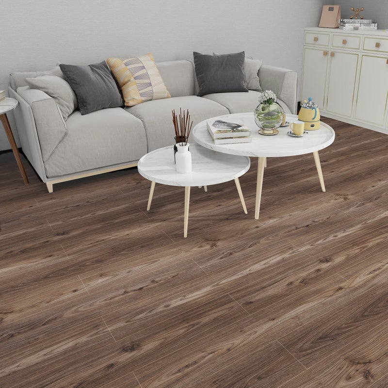 Lareko 54 Sq.Ft,Wood Peel and Stick Floor Tiles,36 Pack Brown Vinyl Flooring (No Adhesive Residue) 36"Ã—6" Waterproof and Non-Slip Laminate Flooring for Renters Bathroom, Living Room ((Dark Brown - Image 3