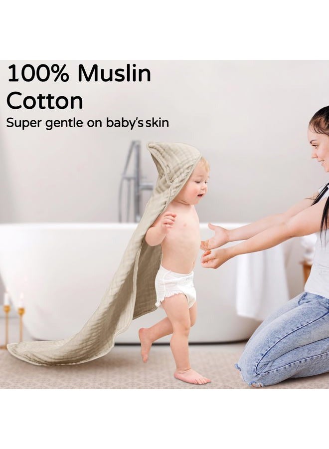 YOOFOSS Hooded Baby Towels for Newborn 100% Muslin Cotton Baby Bath Towel with Hood for Babies, Infant, Toddler and Kids, Large 32x32Inch, Soft and Absorbent Newborn Essential,Apricot - Image 2