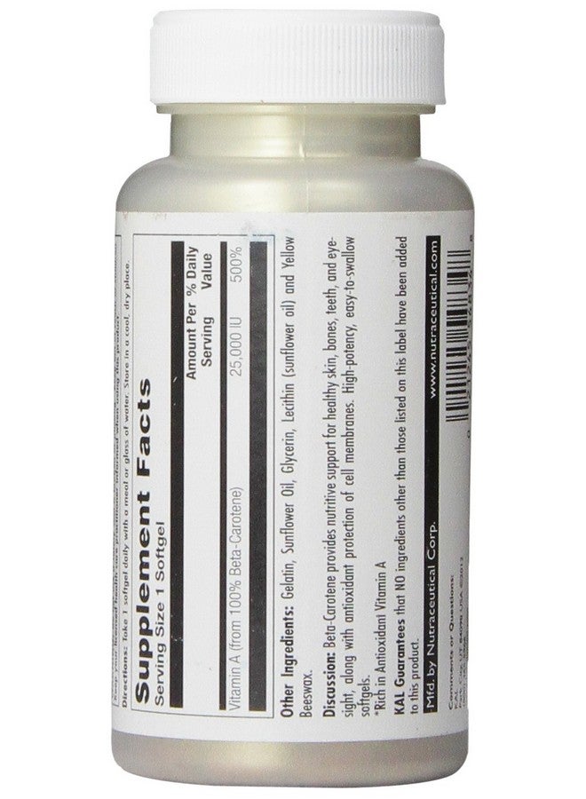 KAL Beta Carotene 25000 Iu Tablets 100 Count - Image 3