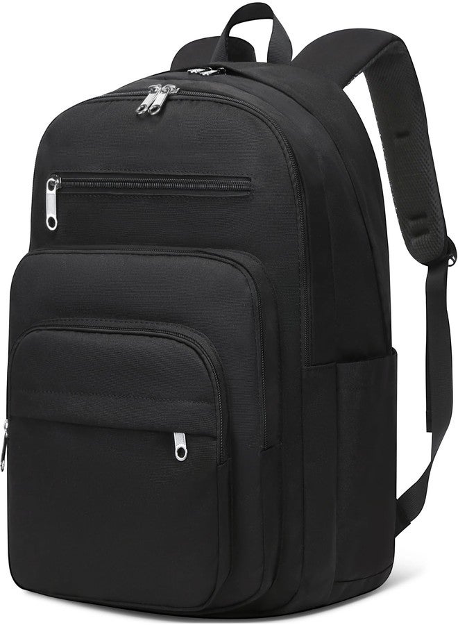 FOKDUVB All Black Backpack for Middle High School Large Black Bookbag with 15.6 Inch Laptop Compartment XL Black School Book Bag for Teen Girls Boys Plain Black Back Packs Mochilas Escolares para Adolescentes - Image 1