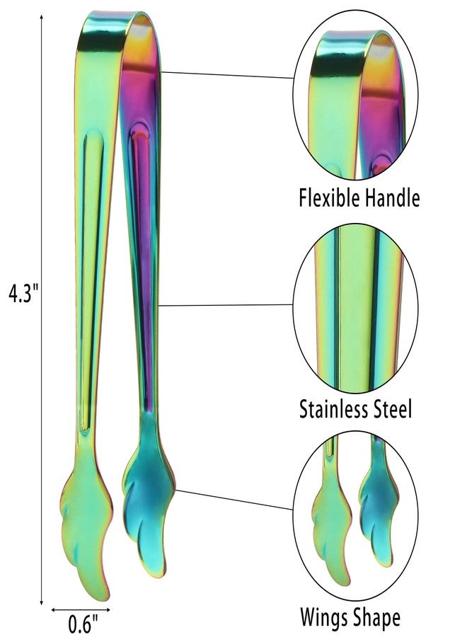 تي بيست ماكس مجموعة ملاقط مكعبات الثلج الصغيرة من تي بيست ماكس، 6 قطع، ملاقط مكعبات السكر، ملاقط صغيرة من الفولاذ المقاوم للصدأ، 4.3 بوصة، للحفلات والحانات (لون قوس قزح) - Image 2
