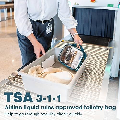 Wedama TSA Approved Toiletry Bag 3 Pack Clear Makeup Bags with Handles Quart Size Toiletry Bags PVC Clear Cosmetic Bags for Women and Men Carry on Airport Airline Til Blue Medium - Image 3