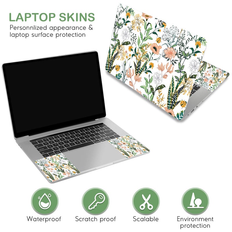 DINKY Laptop Skin Sticker Decal, 16" 16.5â€ 17â€ 17.3 inch Laptop Universal Reusable Vinyl Skin Stickers Art Cover Decal Notebook PC Personalized Protector (White Flor) - Image 3