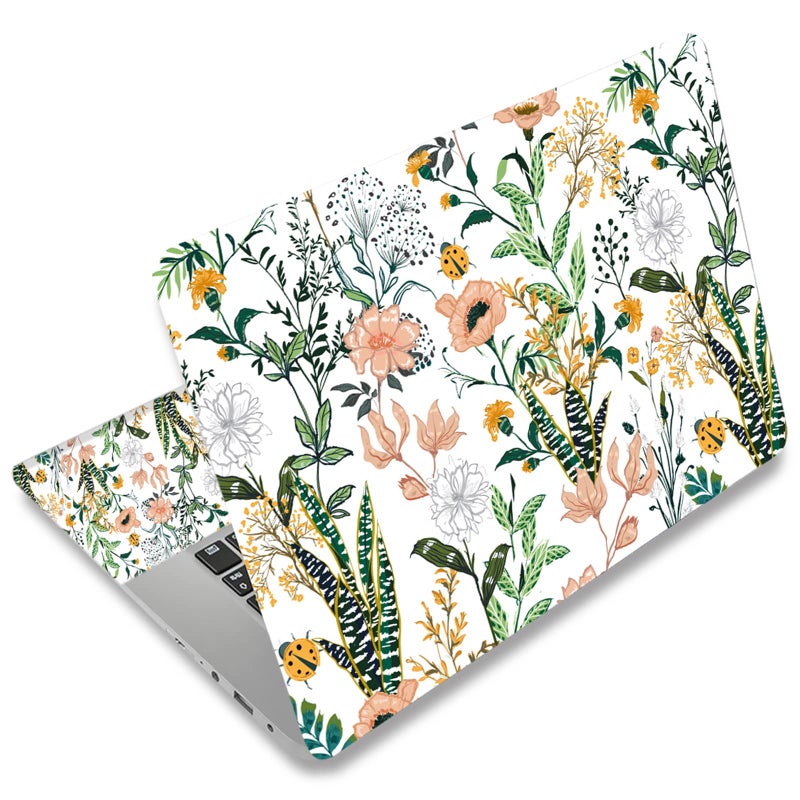 DINKY Laptop Skin Sticker Decal, 16" 16.5â€ 17â€ 17.3 inch Laptop Universal Reusable Vinyl Skin Stickers Art Cover Decal Notebook PC Personalized Protector (White Flor) - Image 1