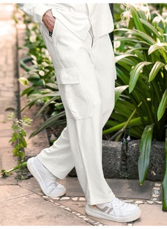 Maniac Mens Solid White Corduroy fabric Cargo  - Image 3