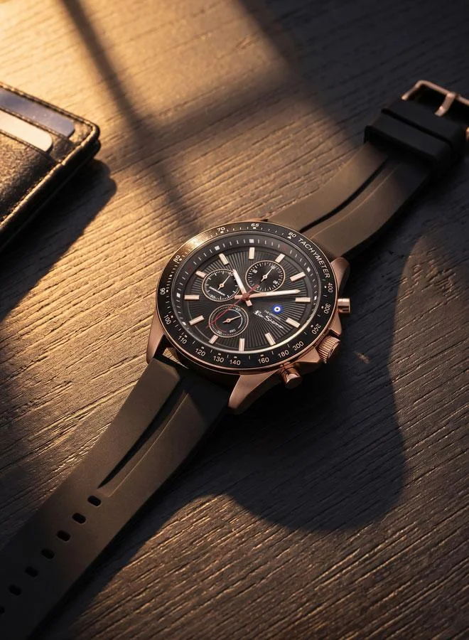 Ben Sherman black Winchester Black Dial Black Silicone Strap Chronograph Watch for Men, 43.2mm for Men | Best Price UAE