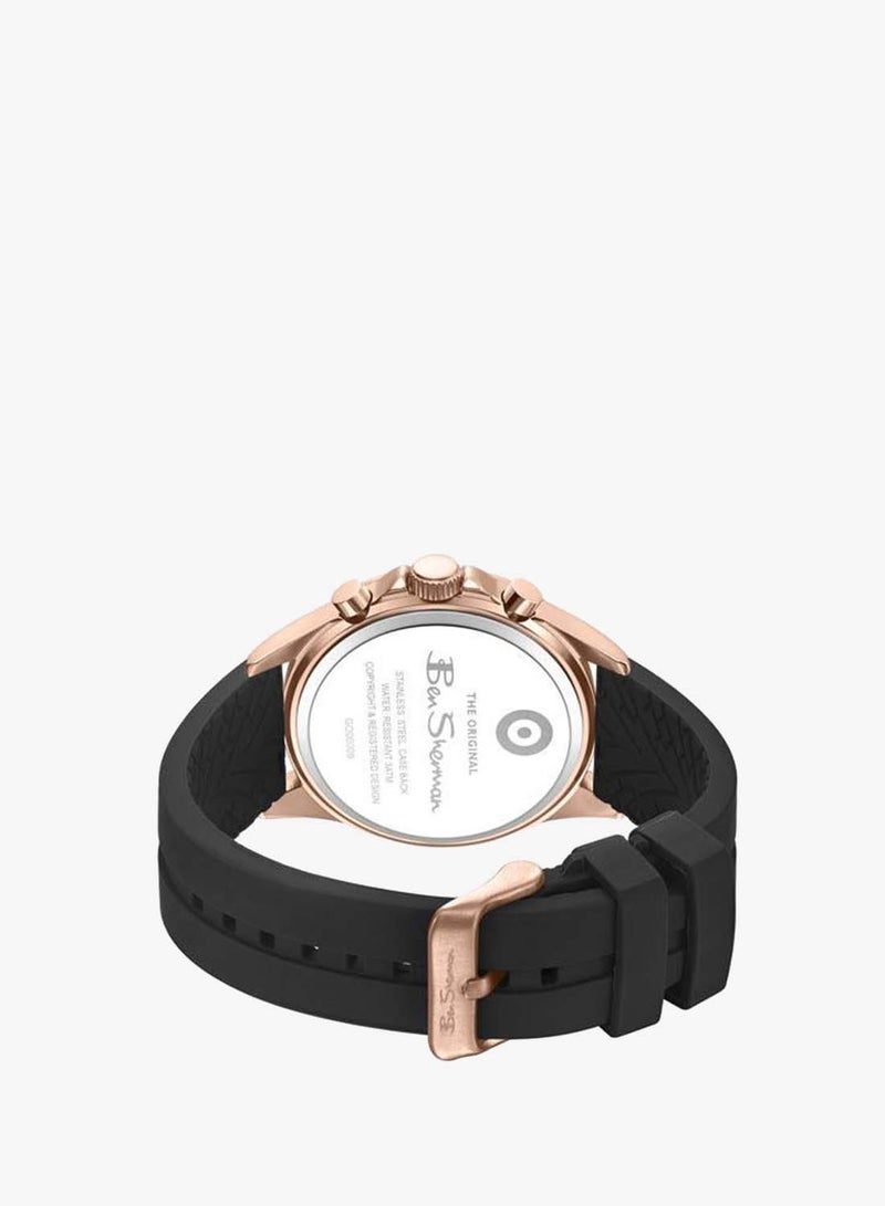 Ben Sherman Winchester Black Dial Black Silicone Strap Chronograph Watch for Men, 43.2mm - Image 3