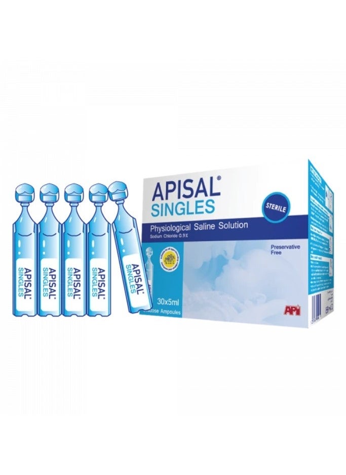 Apisal singles physiological saline solution 30×5ml - Image 2
