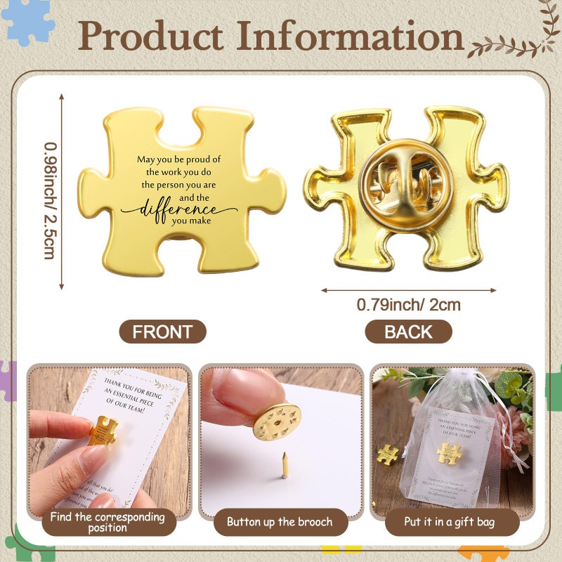 Solsew 50 Sets Employee Appreciation Gift Bulk for Coworkers Appreciation Gifts Puzzle Piece Lapel Pin Thank You Cards for Team Staff Employees (May You) - Image 2