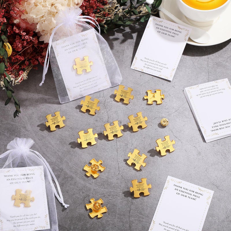 Solsew 50 Sets Employee Appreciation Gift Bulk for Coworkers Appreciation Gifts Puzzle Piece Lapel Pin Thank You Cards for Team Staff Employees (May You) - Image 4