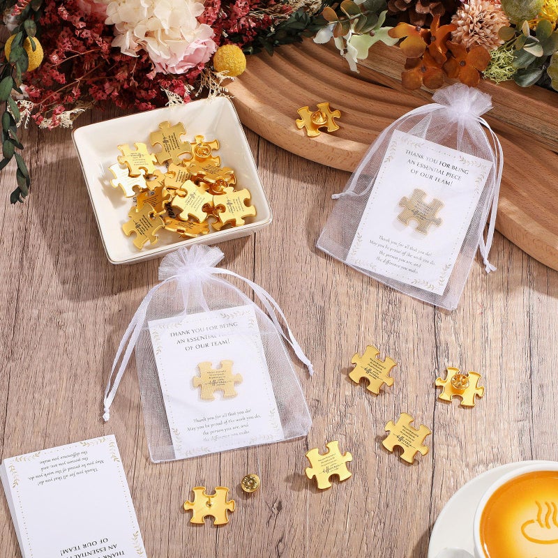 Solsew 50 Sets Employee Appreciation Gift Bulk for Coworkers Appreciation Gifts Puzzle Piece Lapel Pin Thank You Cards for Team Staff Employees (May You) - Image 5