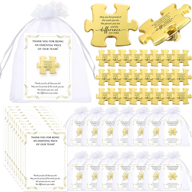 Solsew 50 Sets Employee Appreciation Gift Bulk for Coworkers Appreciation Gifts Puzzle Piece Lapel Pin Thank You Cards for Team Staff Employees (May You) - Image 1
