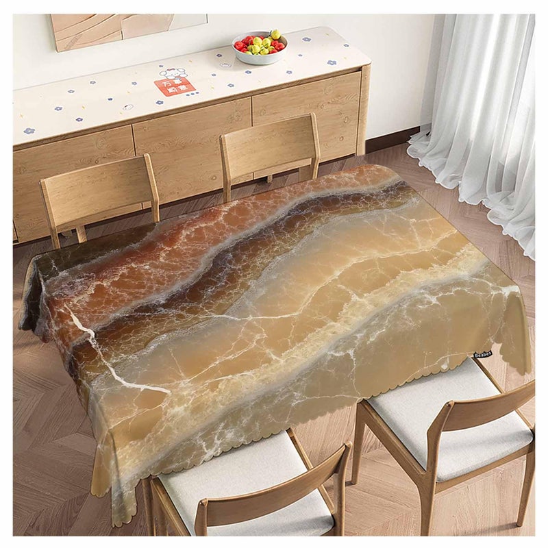 Beabes Onyx Marble Decorative Table Cover for Kitchen Stone Marble Brown Gold Oblong Tablecloth Dining Table Cloth Tabletop Tablecloths for BBQ Picnic Coffee 52X70 46 Seats