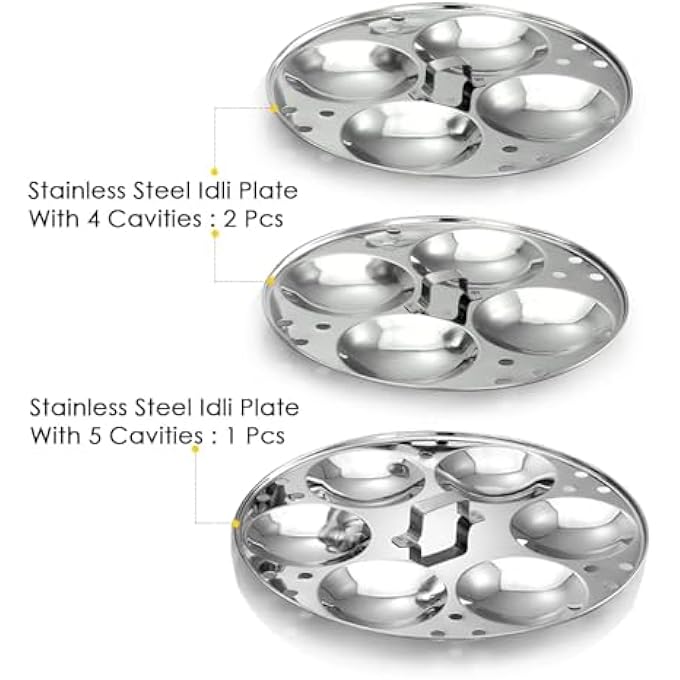 متجر تصدير طباخ إيدلي من الفولاذ المقاوم للصدأ، صانع إيدلي بثلاثة أطباق يصنع 13 إيدلي في المرة الواحدة، لمسة نهائية فضية بتصميم عصري، متوافق مع موقد الغاز، طباخ إيدلي فضي 13 إيدلي - Image 4