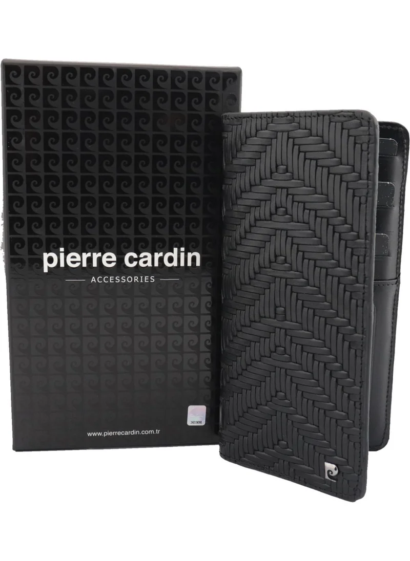 بيير كاردان Knitted Patterned Leather Wallet Vertical Model 11055