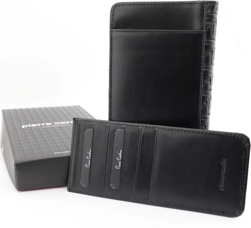 pierre cardin Knitted Patterned Leather Wallet Vertical Model 11055