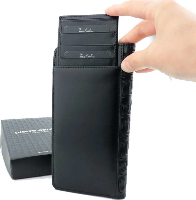 pierre cardin Knitted Patterned Leather Wallet Vertical Model 11055