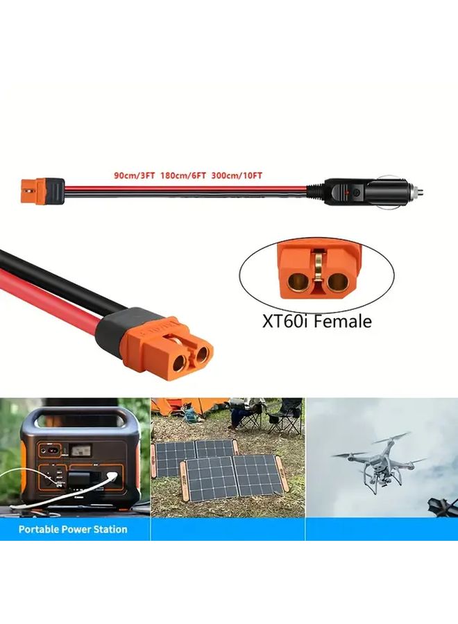 12awg Xt60i To Car Plug Extension Cable 6ft 12v Copper Male Connector For Portable Generators And Power Stations Car Boat Use Without Battery - Image 2