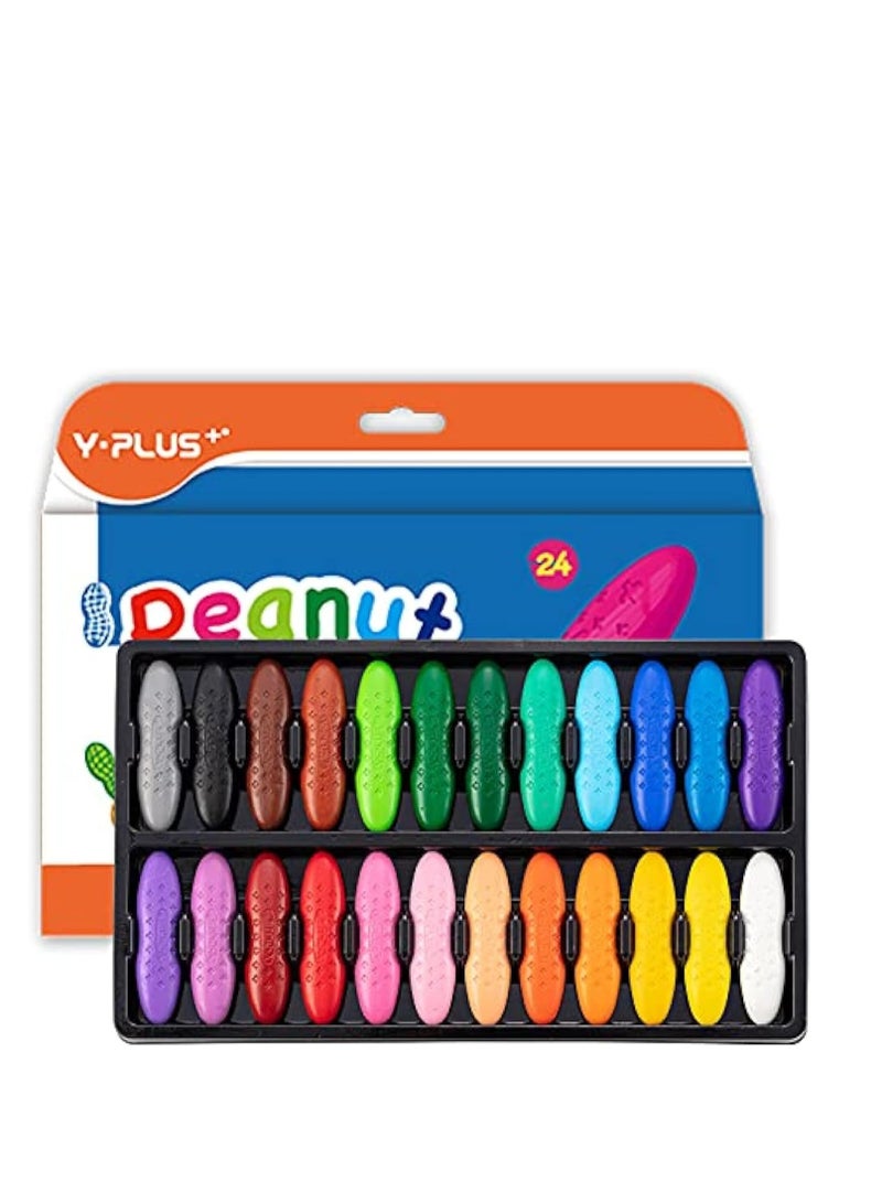 YPlus Peanut Crayons for Kids, 24 Colors Washable Toddler Crayons, Non-Toxic Baby Crayons for Coloring Art Supplies - Image 1