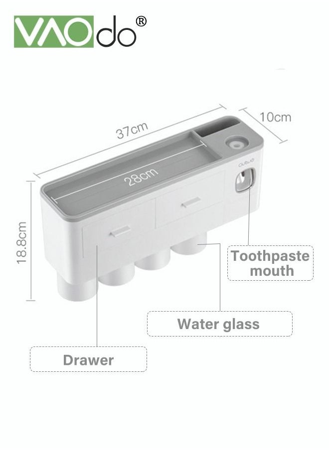 VAOdo Toothbrush Holders Bathroom Organizer with Toothpaste Dispenser 4 Mouthwash Cups  - Image 2