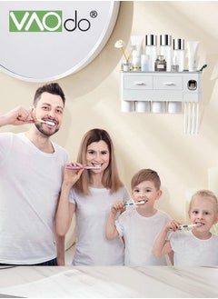 VAOdo Toothbrush Holders Bathroom Organizer with Toothpaste Dispenser 4 Mouthwash Cups  - Image 5