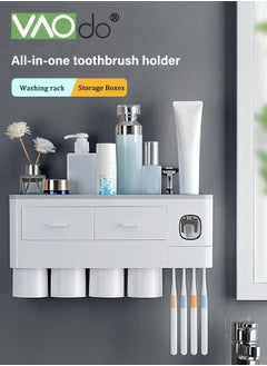VAOdo Toothbrush Holders Bathroom Organizer with Toothpaste Dispenser 4 Mouthwash Cups  - Image 4