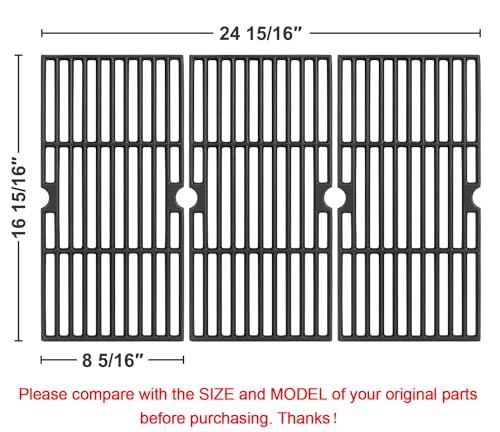 JCLMER Grill Grates for Charbroil Advantage 4 Burner 463343015 463344015 463344116, Advantage 2 Coal Parts 463340516 Gas Grill, G467-0002-W1 Cast Iron Cooking Grids for Tru Infrared 463336016, 16 15/16" - Image 2